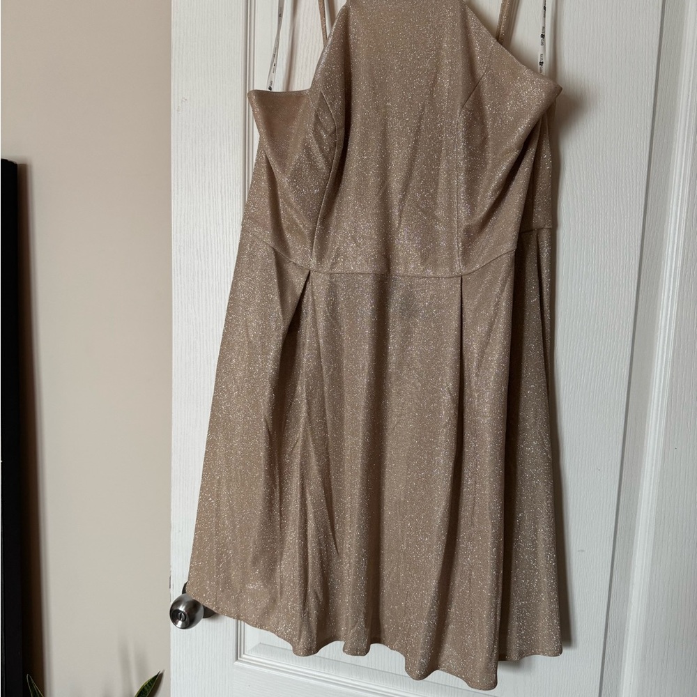 Tan Spaghetti Strap Mini Sundress for Cocktail